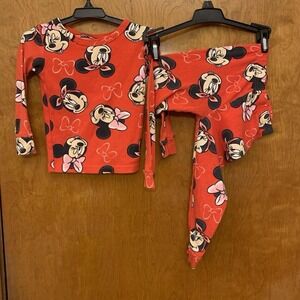Disney Minnie Mouse Pajamas 2 pc Long Sleeve Sz 4T Red